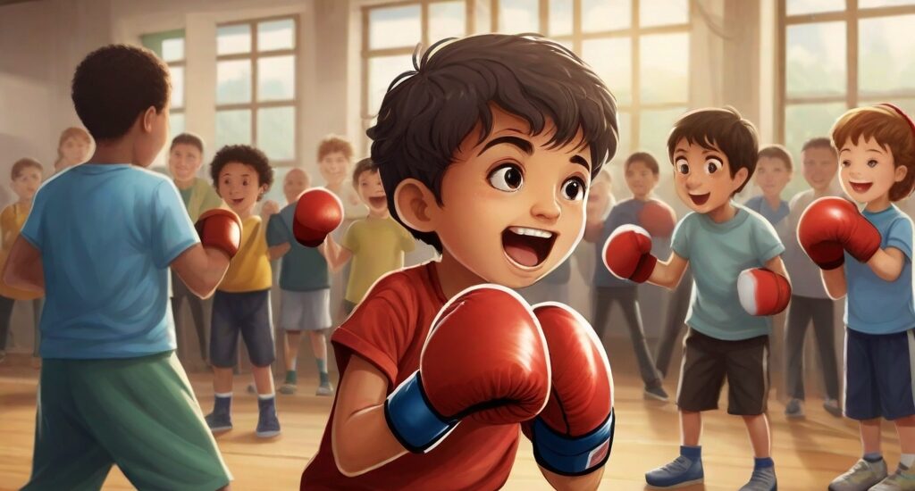Тренировка по бокс с деца (анимация)